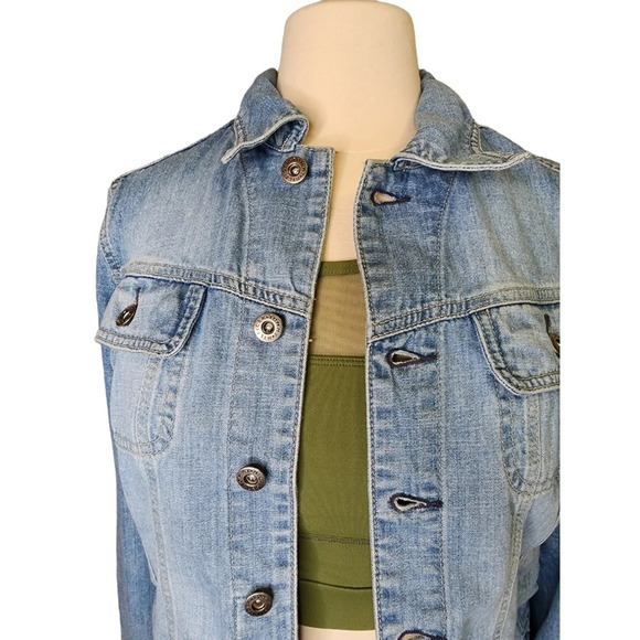 2004 Tommy Hilfiger Jean Jacket With Harley Davidson Patches Fits Medium - Picture 7 of 16